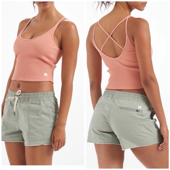 Vuori Cove Cinnamon Crop Ribbed Tank Top XS - Picture 2 of 6
